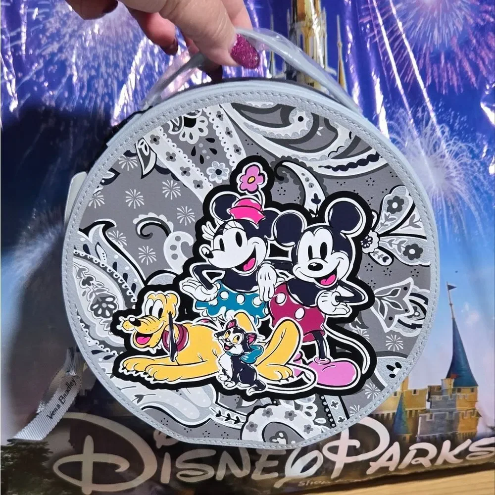 Vera Bradley Disney Whimsy Mickey Minnie Cosmetic Case NWT Gray Paisley Travel